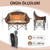 KingCamp Loveseat Double Çift Kişilik Katlanır Kamp Sandalyesi Coffee resmi