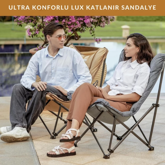 KingCamp Lemon Lux Ultra Konforlu Kamp Sandalyesi Brown resmi