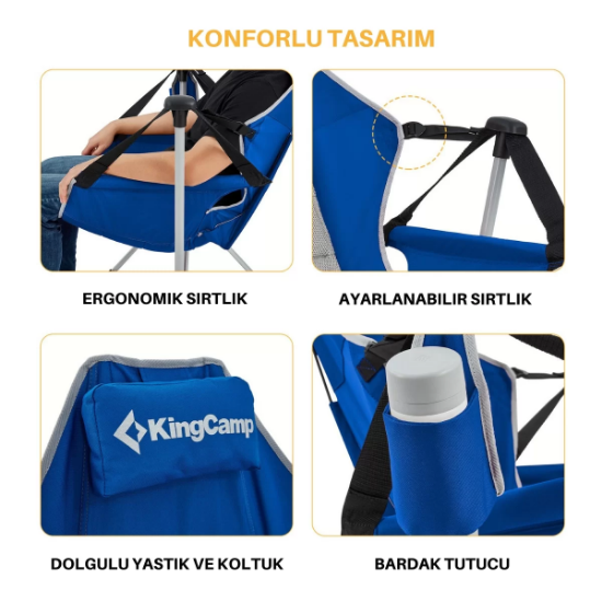 KingCamp Orchid Salıncaklı Katlanır Kamp Sandalyesi Blue/Grey resmi