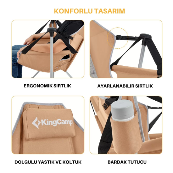 KingCamp Orchid Salıncaklı Katlanır Kamp Sandalyesi Khaki/Grey resmi