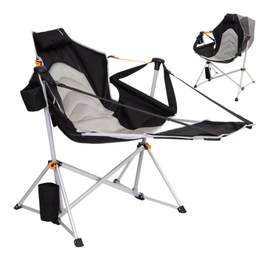 KingCamp Orchid Lux Ayak Dayamalı & Salıncaklı Hamak Kamp Sandalyesi Bl/Grey resmi