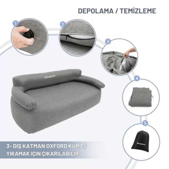KingCamp Smashing Çift Kişilik Premium Şişme Kanepe resmi