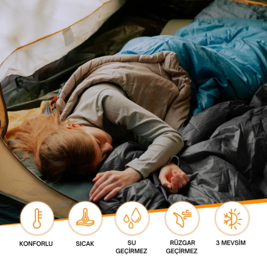 KingCamp Oxygen 250-D Çift Kişilik Yastıklı Uyku Tulumu Blue resmi