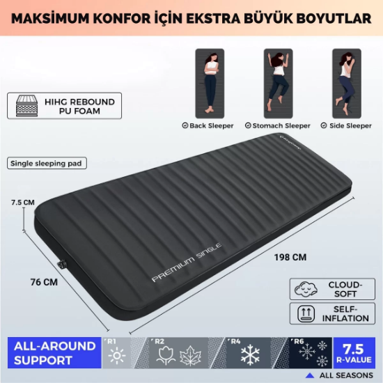 KingCamp Premium Single Şişme Mat R-Değeri 7.5 resmi