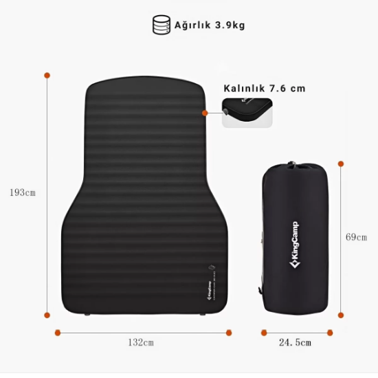 KingCamp Camper Car 3D Duo Tesla ve SUV Araçlara Uygun Şişme Mat resmi