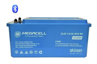 MEGACELL 25.6V 110Ah Bluetooth LiFePO4 ABS Lityum Akü resmi