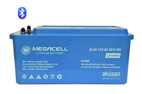 MEGACELL 25.6V 110Ah Bluetooth LiFePO4 ABS Lityum Akü resmi