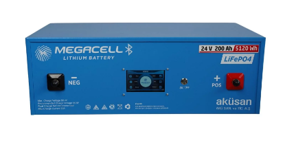 MEGACELL LiFePO4 25.6V 200Ah Bluetooth Dokunmatik Ekran Lityum Demir Fosfat Akü resmi