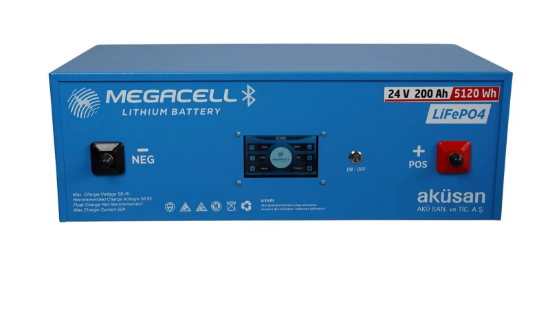 MEGACELL LiFePO4 25.6V 200Ah Bluetooth Dokunmatik Ekran Lityum Demir Fosfat Akü resmi