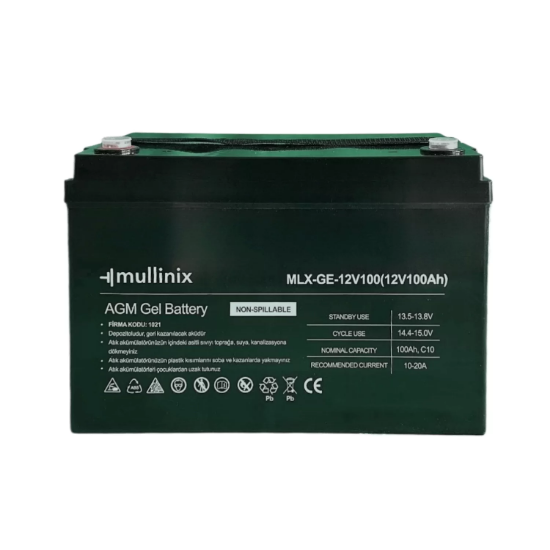 Mullinix 12V 100Ah Derin Döngülü AGM Jel Akü resmi