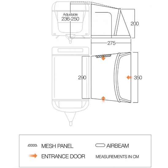 Campasist Air280K Easy 2.8Mt Karavan Havalı Kapalı Çadır. Tente - 280x280x235 resmi