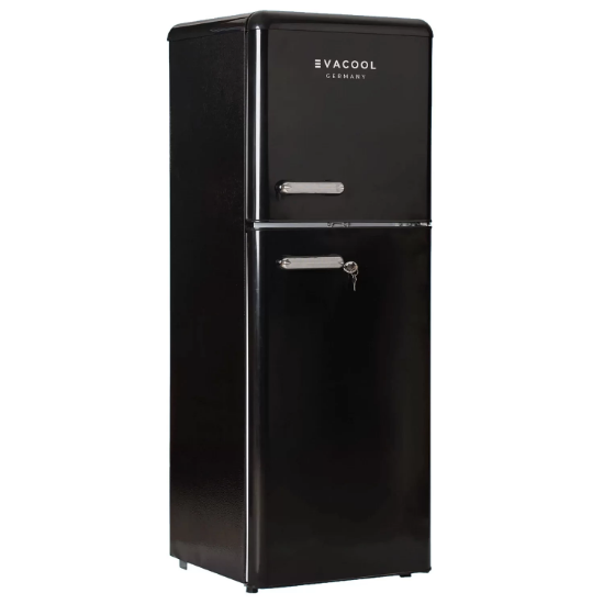 EvaCool Eva RM138 Retro Siyah 138Lt 12-24V Sabit Kompresörlü Karavan Buzdolabı resmi