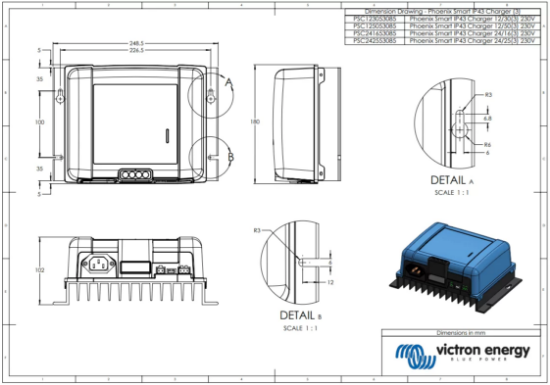 Victron Phoenix Smart IP43 24/16 (3) 230V 24V 16 Amper 3 Çıkışlı Akü Şarj Cihazı resmi