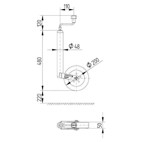 Knott 48mm 150Kg Karavan/Römork Pilot Tekeri resmi