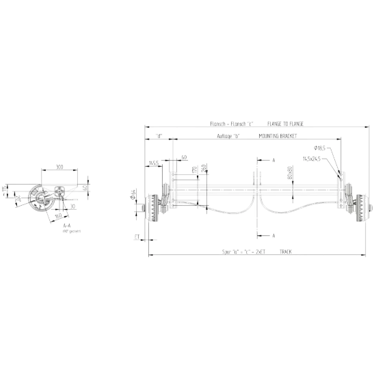 Knott 1500Kg 5x112 1400 - 1870mm Torsiyonlu Frenli Aks Dingil resmi