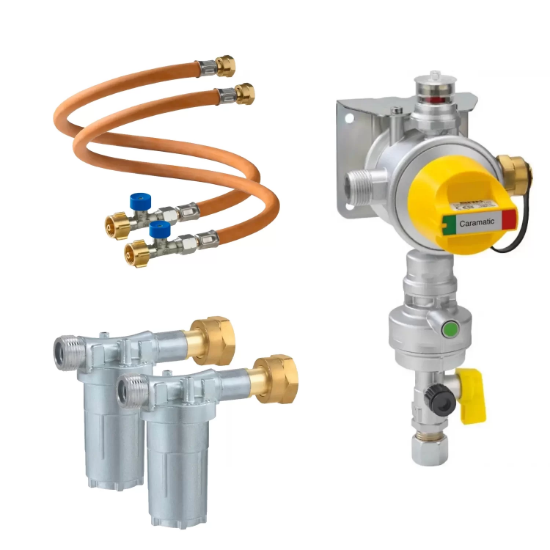 GOK Caramatic Drive Two 30Mbar 2li Dikey + Filtre + Hortum Gaz Dedantör Seti resmi