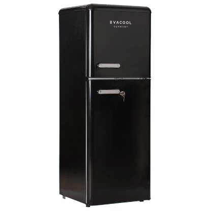 EvaCool Eva RM138 Retro Siyah 138Lt 12-24V Sabit Kompresörlü Karavan Buzdolabı resmi