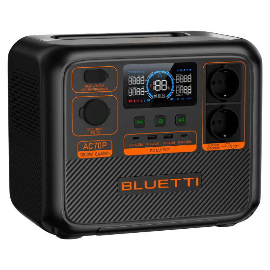 Bluetti AC70P UPS 864Wh + Bluetti 200W Solar Panel UPS Taşınabilir Güç Kaynağı resmi