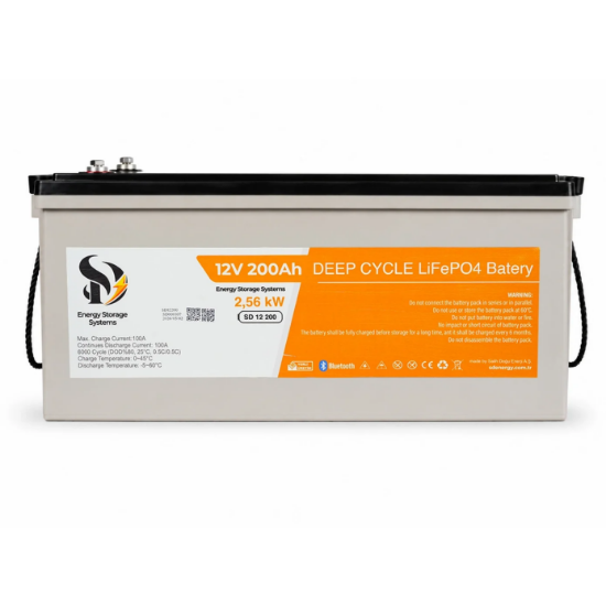 SD Energy 12v 200Ah 2560Wh EVE, JK Bms 6000DOD Bluetooth Lifepo4 Lityum Akü resmi